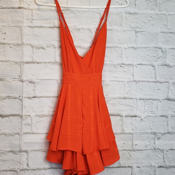 Fashion Nova Pants - Fashion Nova Orange Ruffled Romper Women's Small